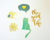 Gold Foil Everyday Life Paper Stickers