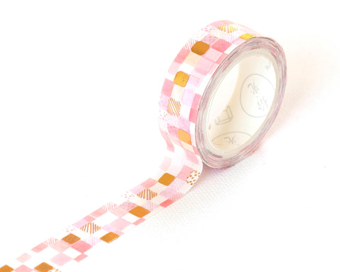 Pink Square Gold Foil Washi Tape