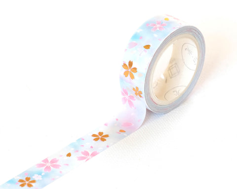 Blue Sakura Gold Foil Washi Tape