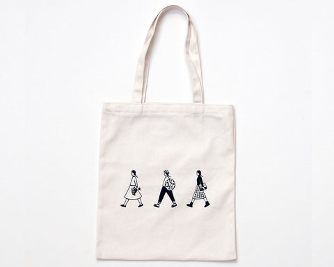 Travel Girl Zippered Canvas Tote Bag